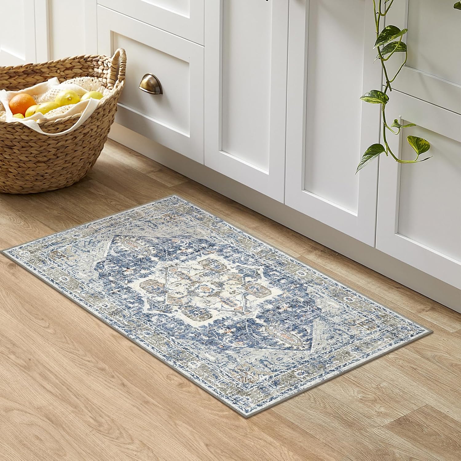 Lahome Tapete bohemio para puerta de interior, 2 x 3 pies, lavable, antideslizante, para dormitorio, cocina, baño, tapete con estampado de medallón