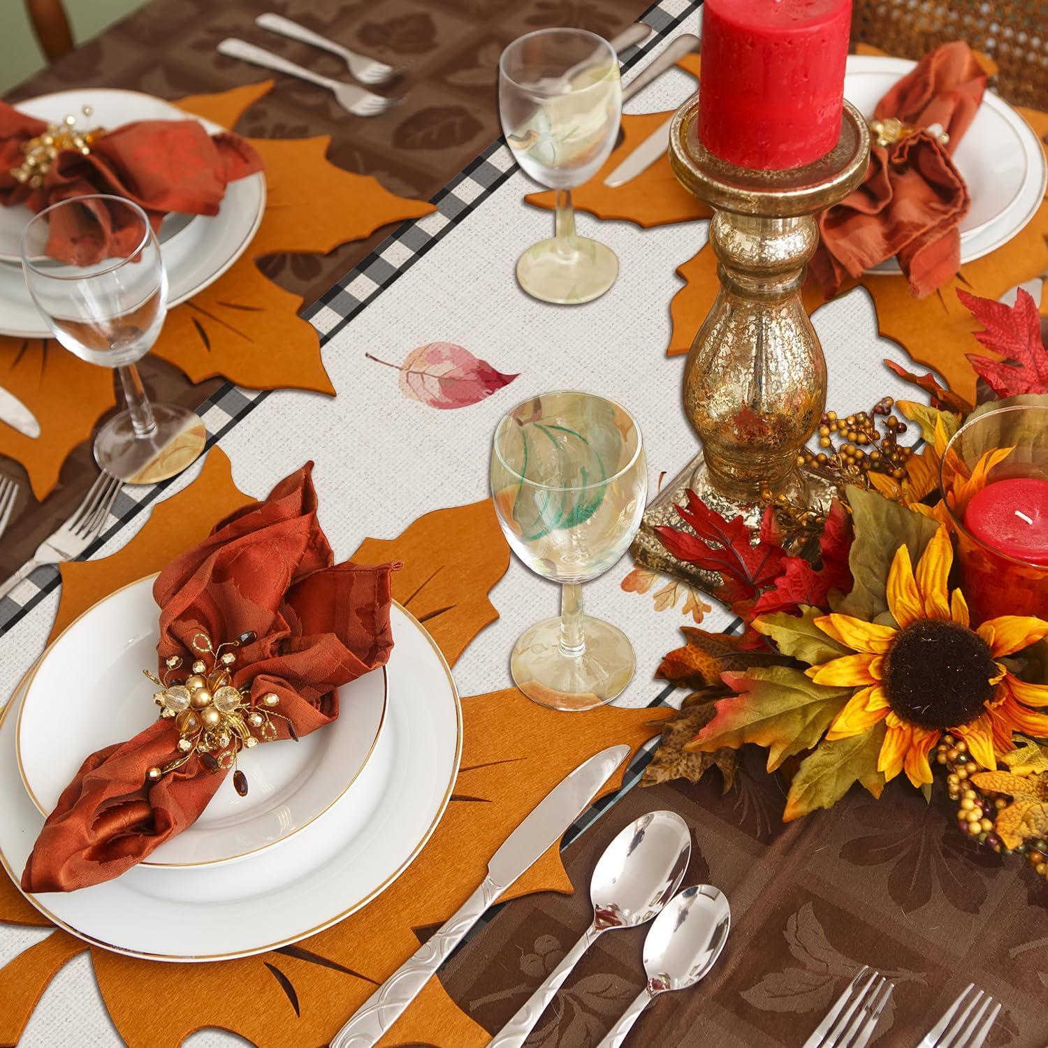 Camino de mesa de otoño, calabaza, acuarela, decoración de otoño, búfalo, cuadros, calabazas de temporada, decoración de otoño para interiores y