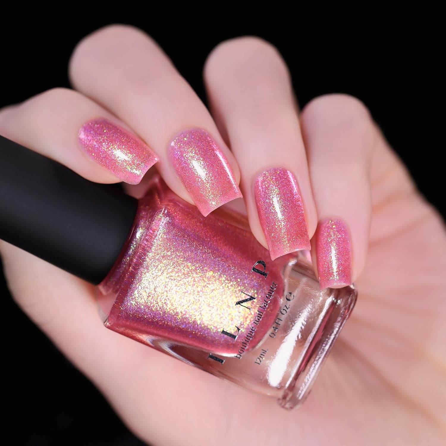 ILNP – Esmalte de uñas holográfico rosado intenso iridiscente, color Pink Flamingo