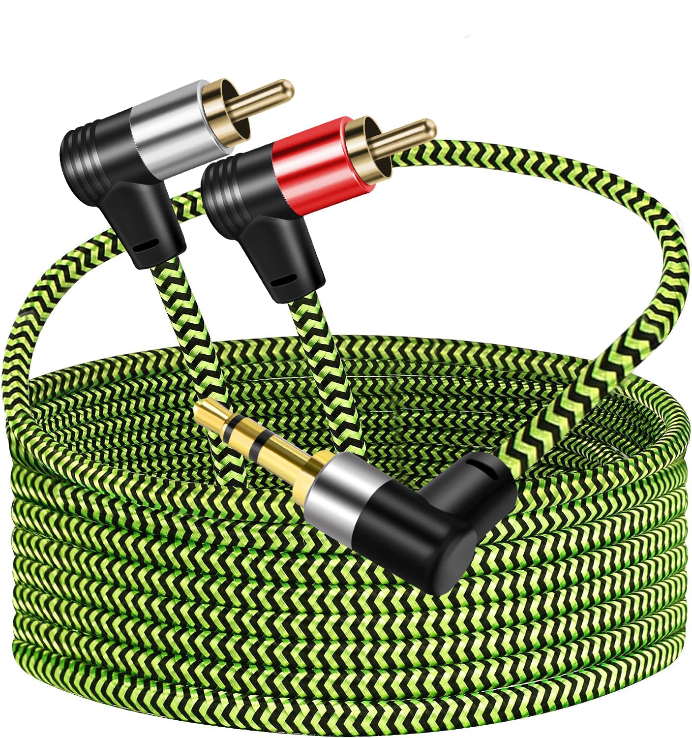 Cable de audio de 3.5 mm a 2 RCA, adaptador auxiliar, cable divisor estéreo, cable auxiliar RCA en Y para smartphone, altavoces, tableta, televisión