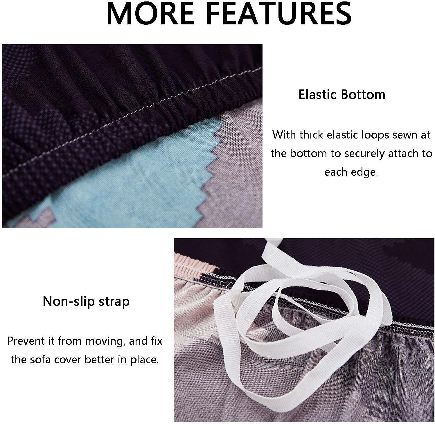 Funda elástica estampada para sofá de 2 cojines, lavable, protector de muebles suave con parte inferior elástica para sala de estar D-1 asiento
