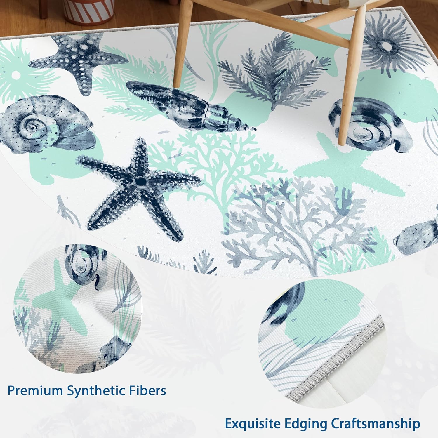 Tritard Alfombras Coastal Area Rugs – Alfombras náuticas con temática de playa, antideslizantes, lavables a máquina, modernas para sala de estar o