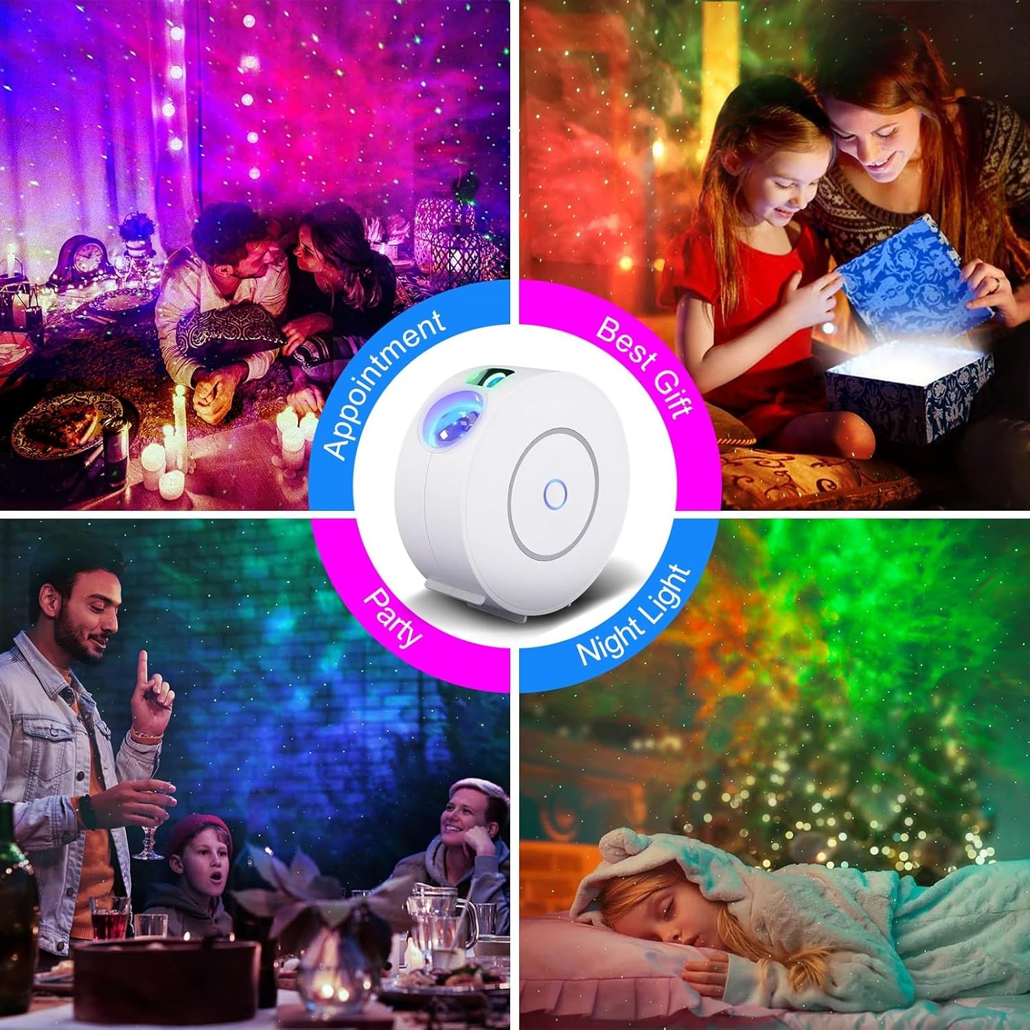 Proyector inteligente de estrella de luz galaxia, proyector planetario para el hogar con control de aplicación, modos de temporizador de 24 horas,