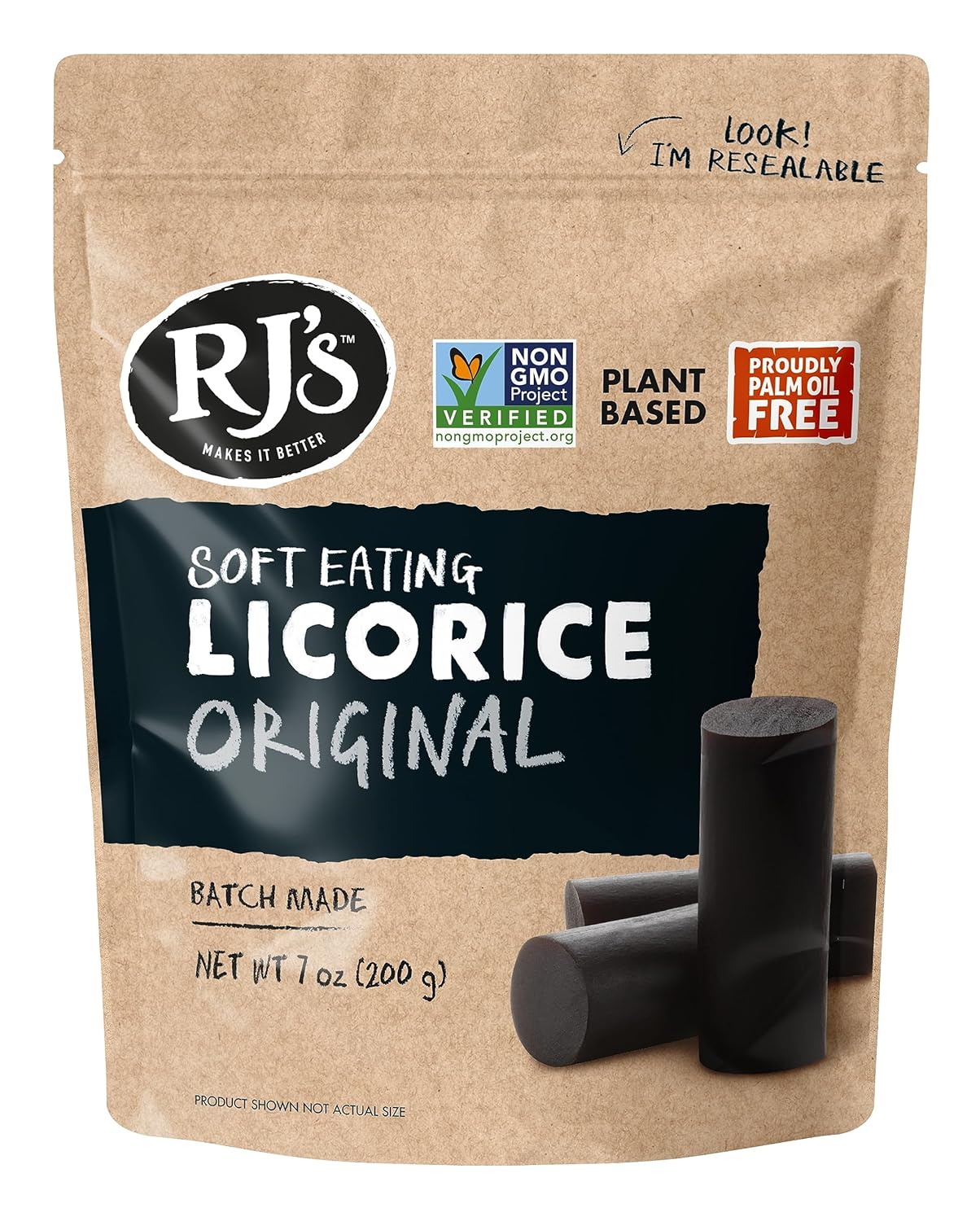 Soft Eating – Regaliz negro  Bolsas de regaliz RJ’s de 7.05 onzas  Sin OMG, sin HFC, apto para veganos y Kosher, lote fabricado en Nueva Zelanda