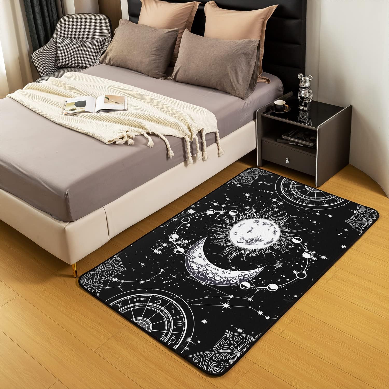 Sun Moon – Juego de alfombras para sala de estar, estilo bohemio, exótico, de 5 x 7 pulgadas, decoración bohemia para interiores, decoración de