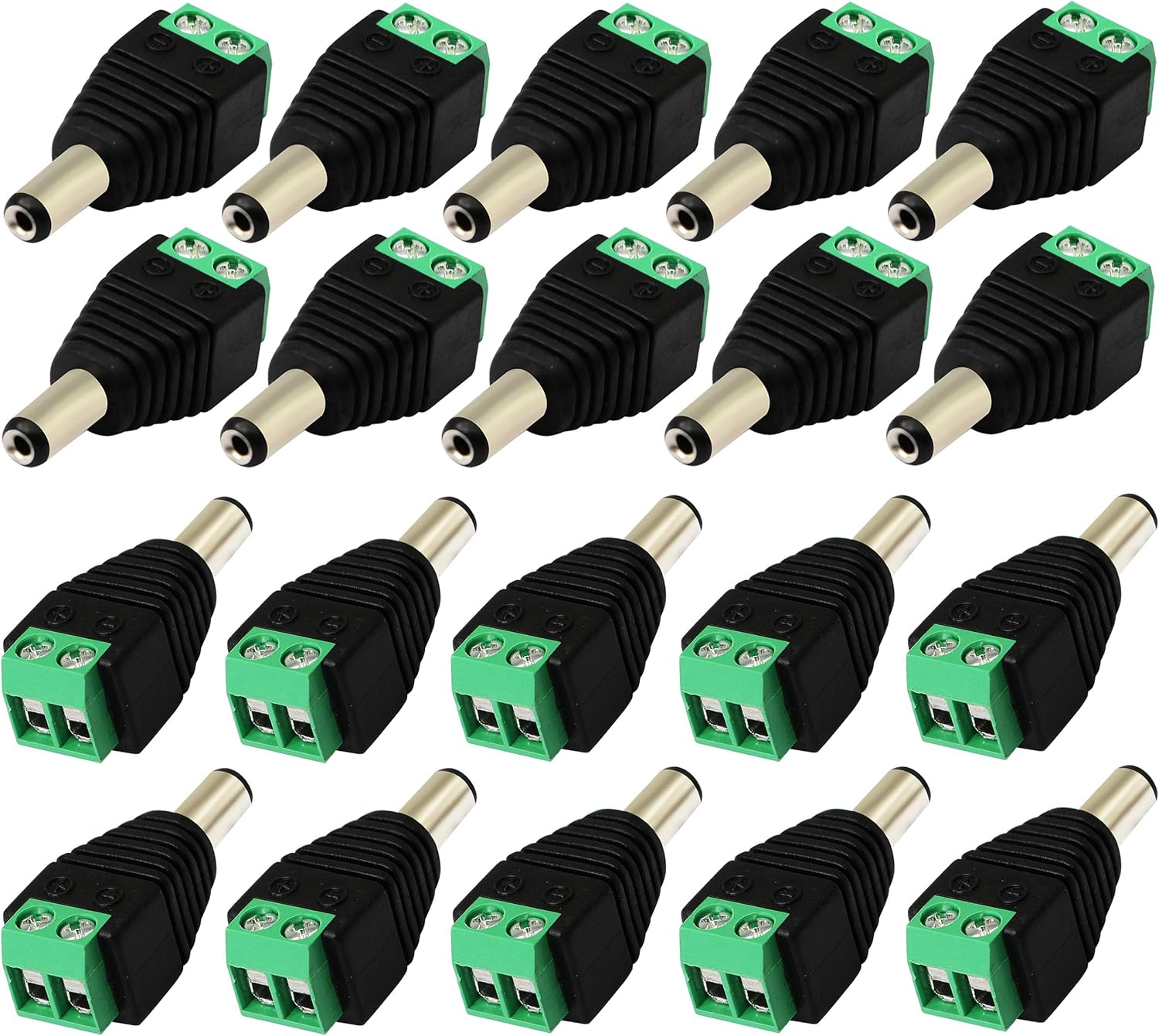 zdyCGTime Adaptador DC de 0.217 x 0.083 in, conector macho de alimentación de barril de 0.083 x 0.217 in a 2 pinesforma hembra de perno de tornillo,