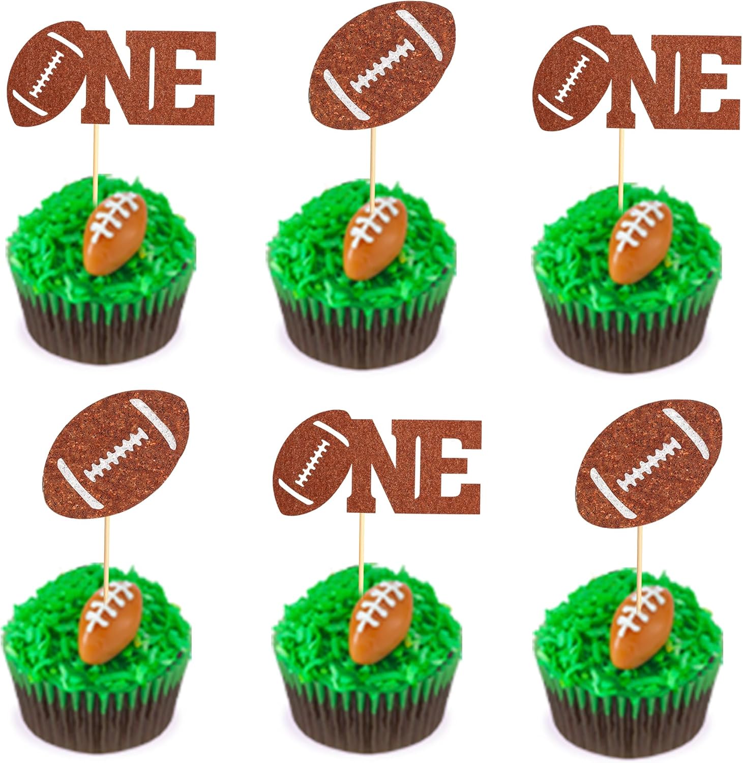 24 adornos para cupcakes de rugby One de fútbol americano, 1er cumpleaños, temática deportiva, decoración de cupcakes para baby shower, suministros