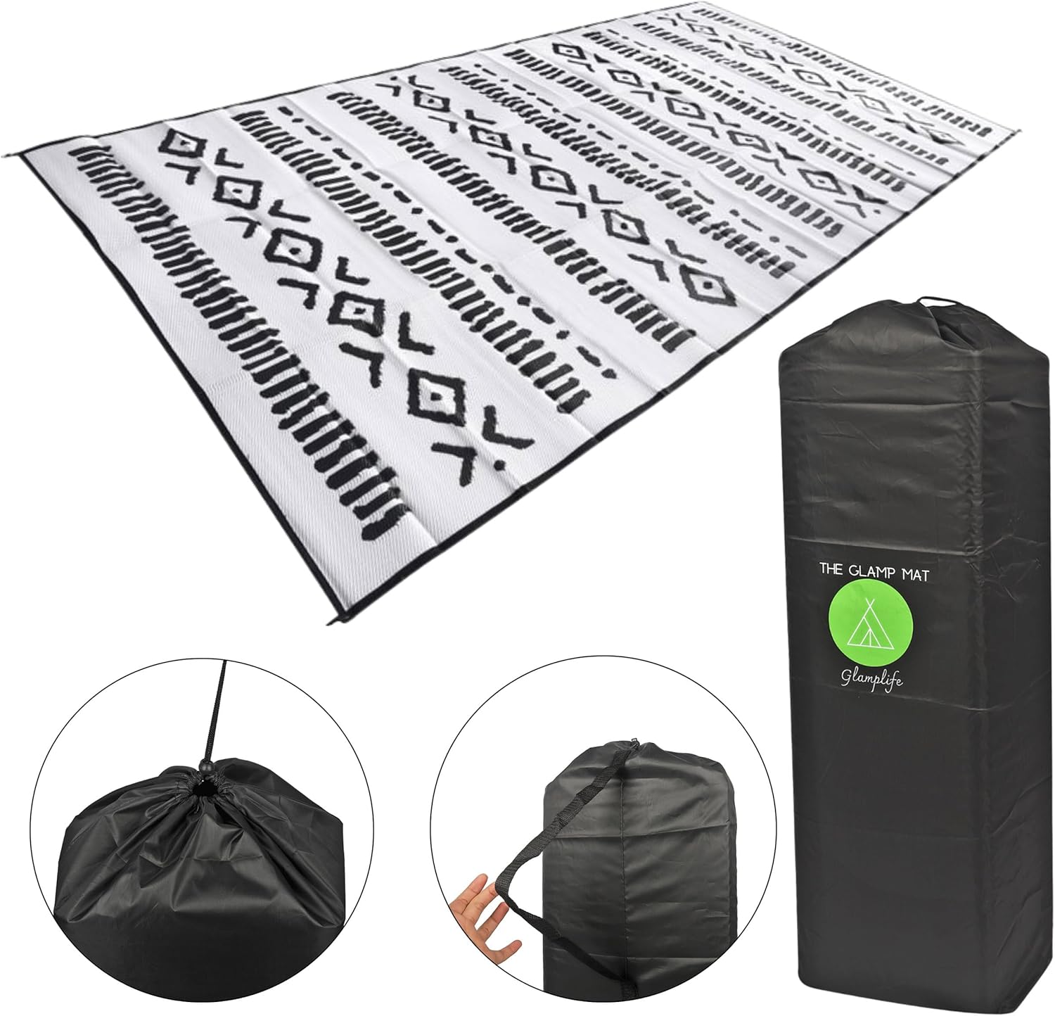 Glamplife Alfombra reciclada impermeable para caravana, alfombra de exterior de 8 x 16 pulgadas para camping  Alfombras de exterior para patio