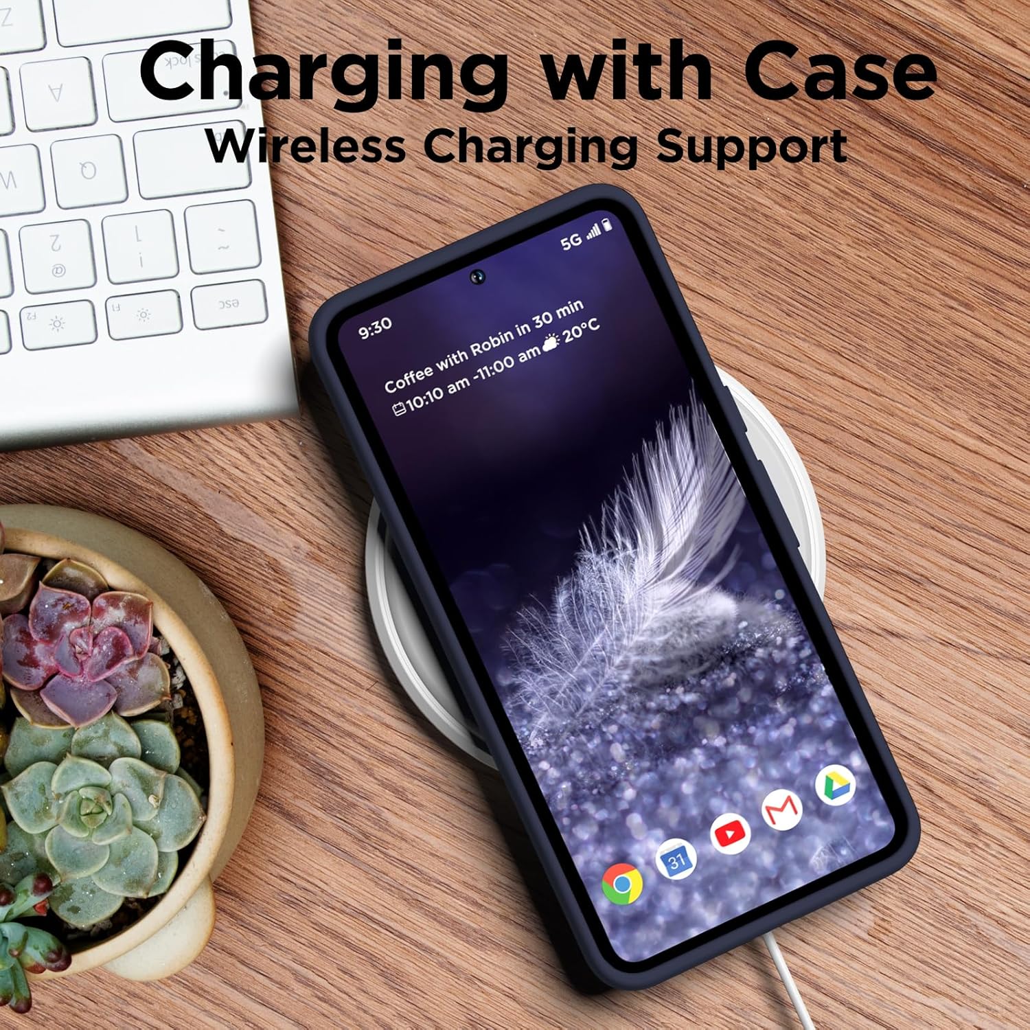 Compatible con Pixel 8 Pro, funda de silicona líquida, funda protectora de cuerpo completo a prueba de golpes, forro de microfibra suave, funda