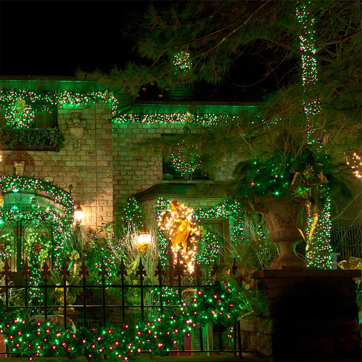WATERGLIDE Guirnalda de 1000 luces LED de Navidad, 328 pies de cable verde luces LED decorativas con control remoto y 8 modos, resistente al agua