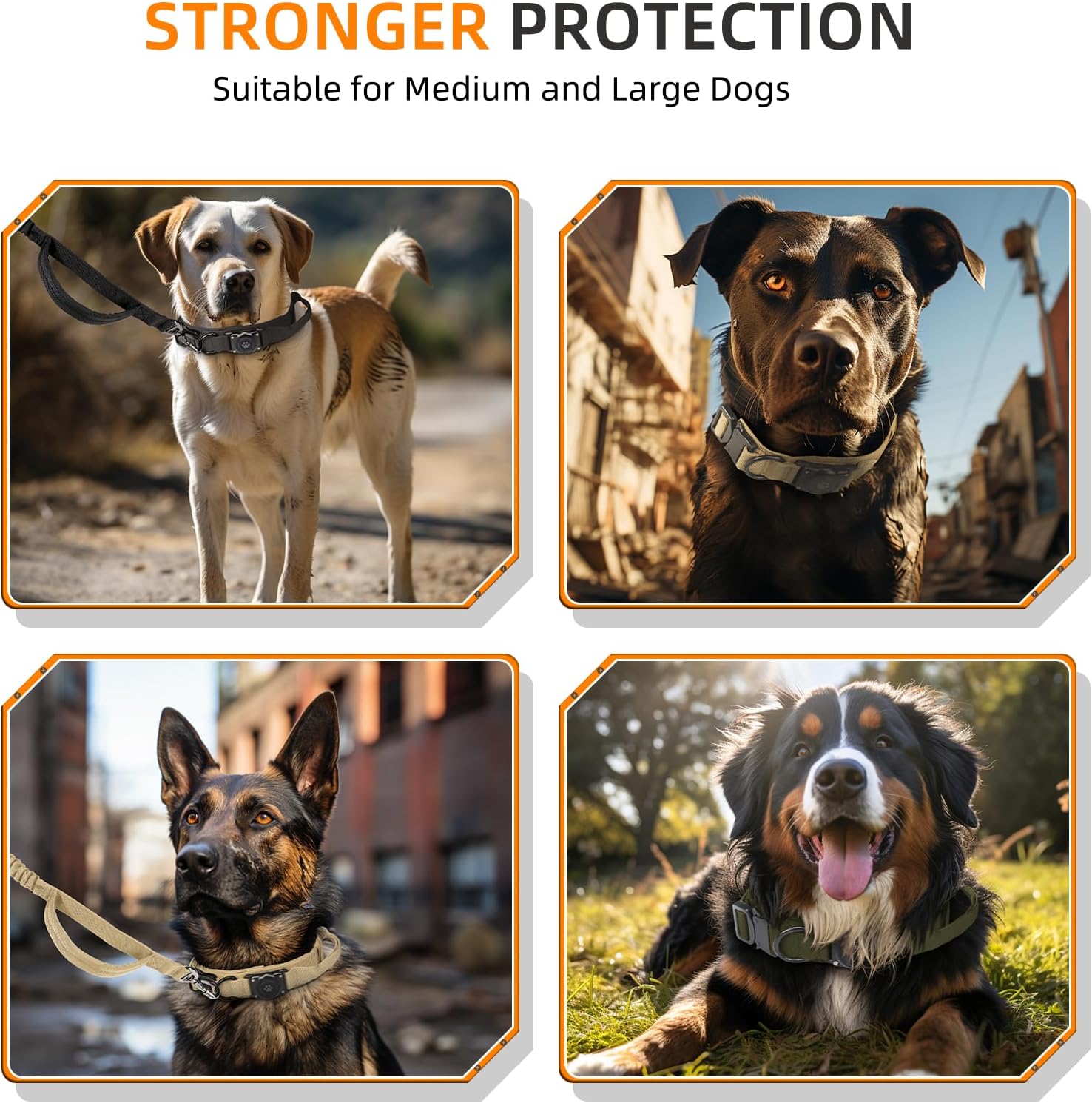 Juego de correa táctica AirTag para perro 100 % impermeable, integrado Apple Air Tag con soporte para AirTag, collar militar ajustable con asa,