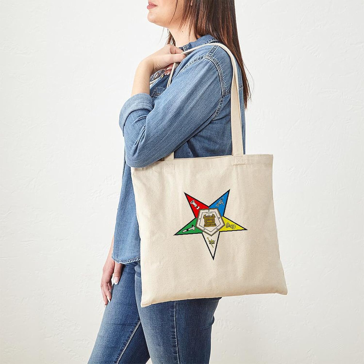 CafePress Eastern Star Tote Bag Natural Canvas Tote Bag, Cloth Shopping Bag