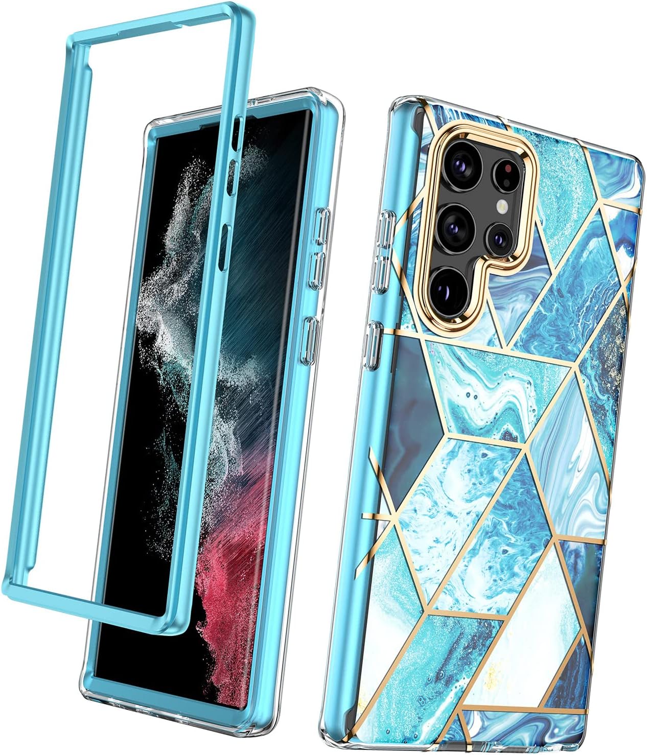 Diyeeni Funda de teléfono para Galaxy S23 Series S22 Ultra, funda de cuerpo completo con protector de pantalla, funda protectora a prueba de golpes,