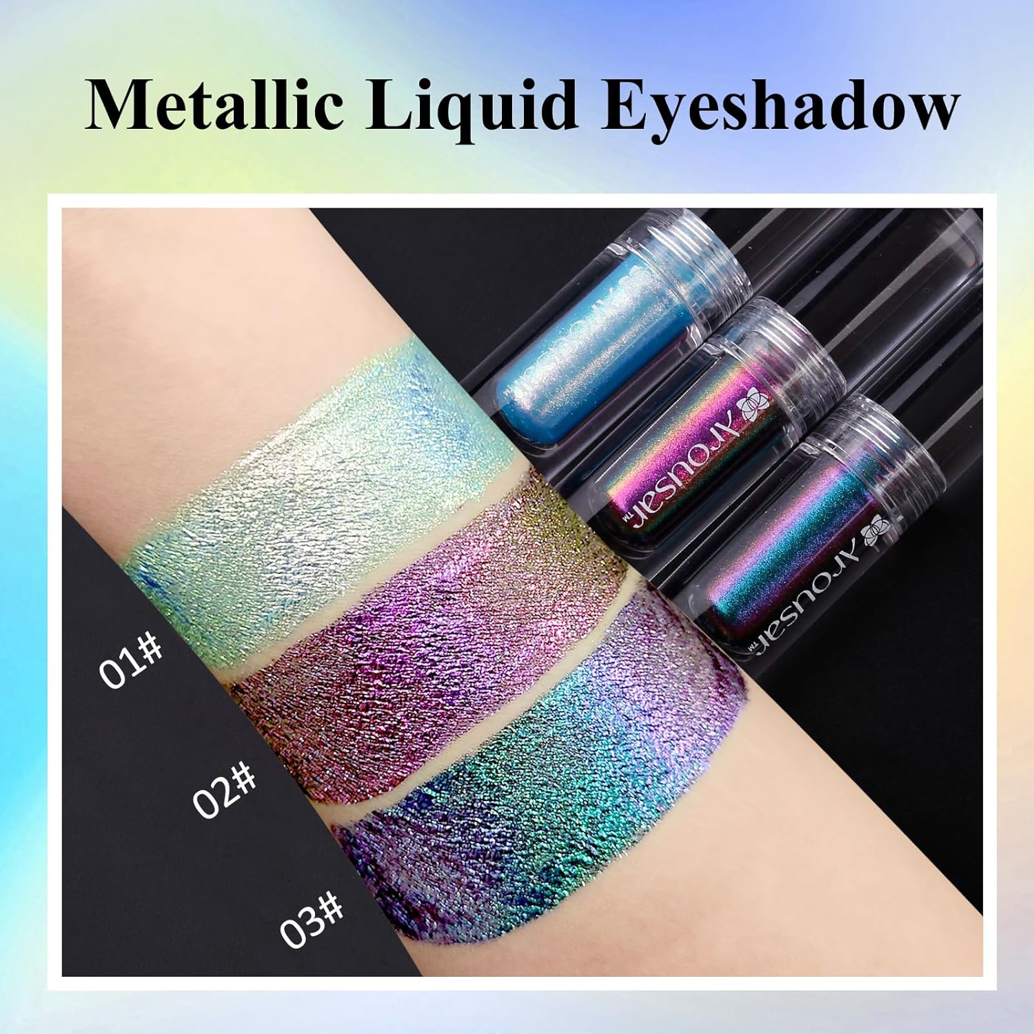 Sombra de ojos líquida metálica, sombra de ojos metálica camaleón, cambio multicolor, maquillaje de ojos altamente pigmentado y brillante,