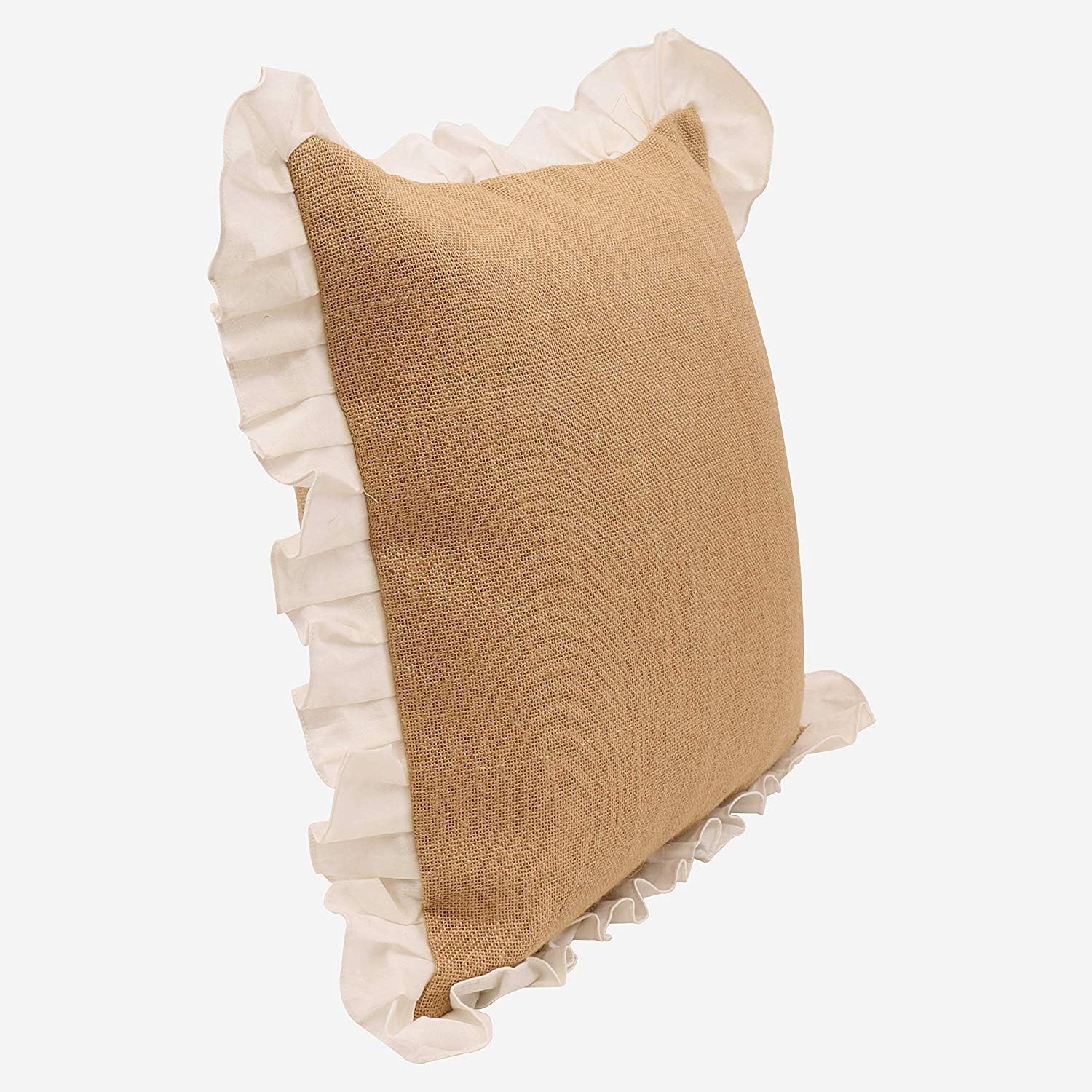 Funda de almohada de yute (volantes, estilo rústico, 20 x 20 pulgadas, paquete de 1)