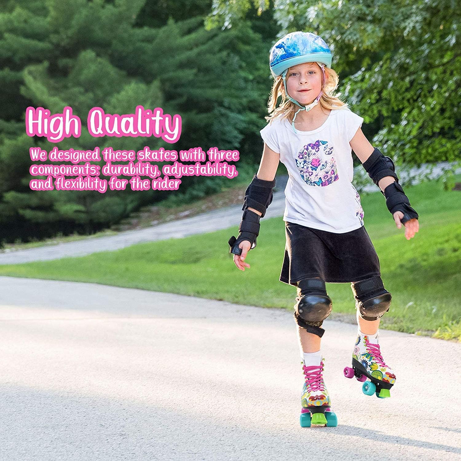 STMAX Patines clásicos Derby de 4 ruedas para mujeres y niñas, patines cuádruples para niños y adultos Patines para niñas y mujeres patines al aire