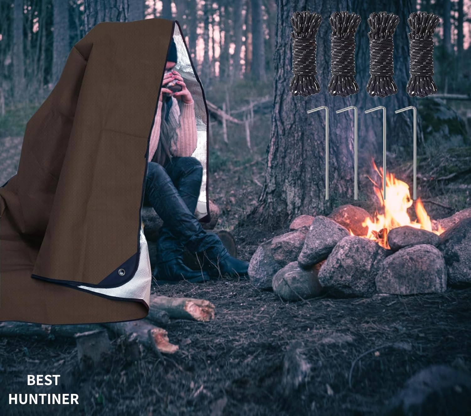 Heavy Duty Survival Blanket -Multifunctional Reflective Tarp Thermal Blanket – 60″ x 83″ Waterproof Sandproof for Camping Hiking Outdoors