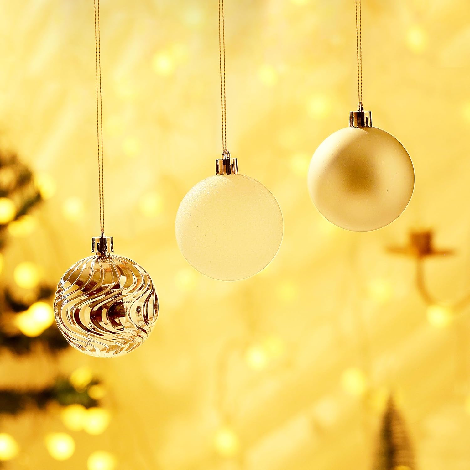 Adornos de bola de Navidad para decoraciones de Navidad, 50 piezas extra grandes para árbol de Navidad, adornos inastillables, champán (combo de 5