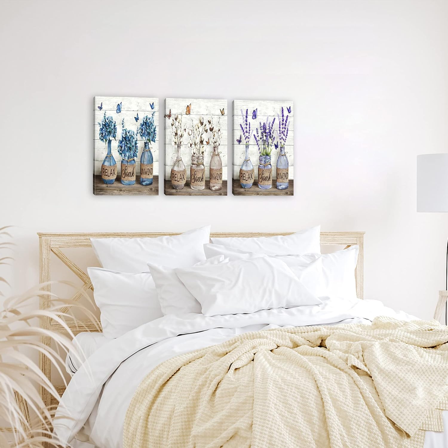 Arte de pared de granja, lienzo de flores de naturaleza muerta, arte de pared para relajarse y relajarse, imágenes para decoración de baño