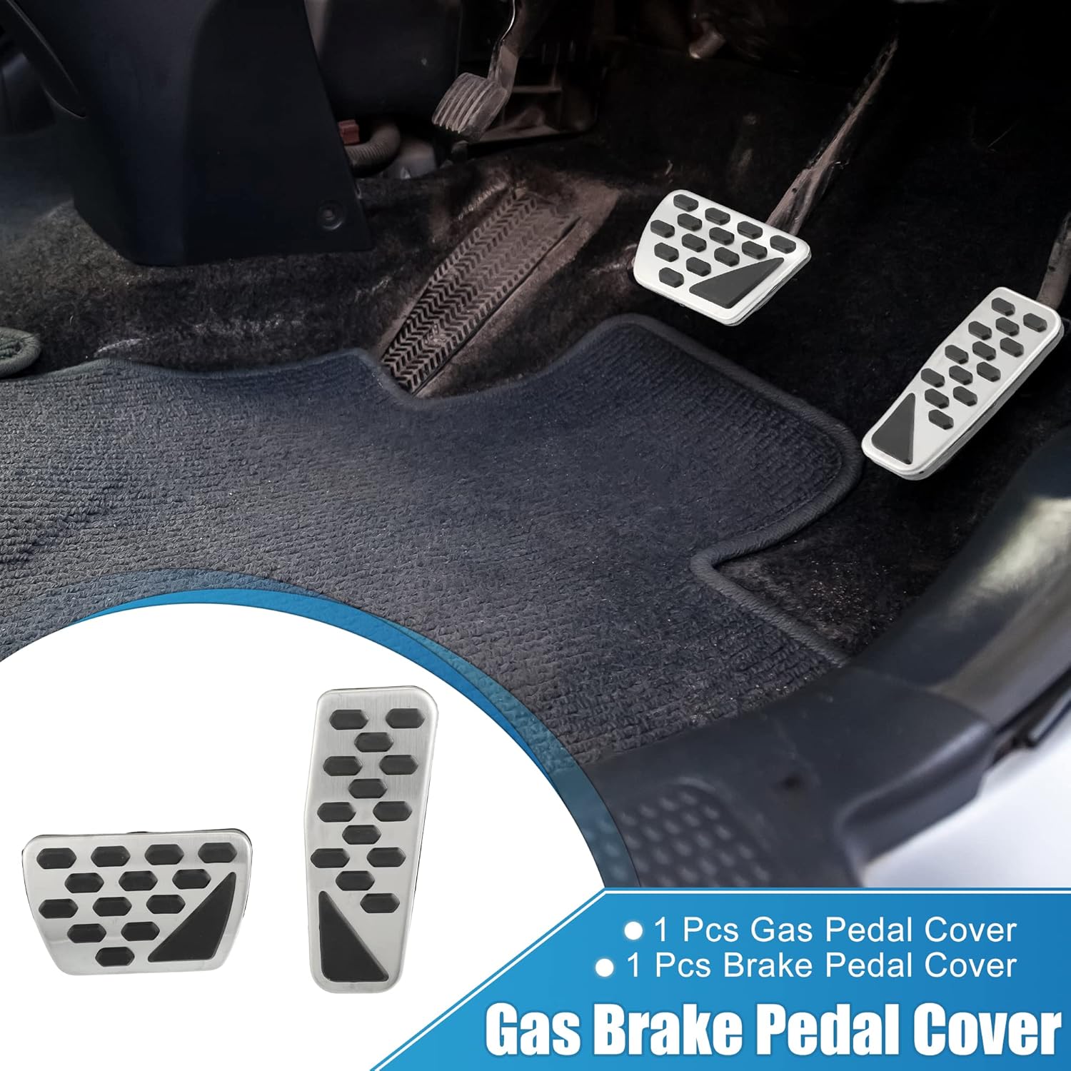 A ABSOPRO Cubierta de pedal de freno de gas antideslizante para Jeep Wrangler JL 2018-2023 Gladiator JT 2020-2022 acero inoxidable tono plateado