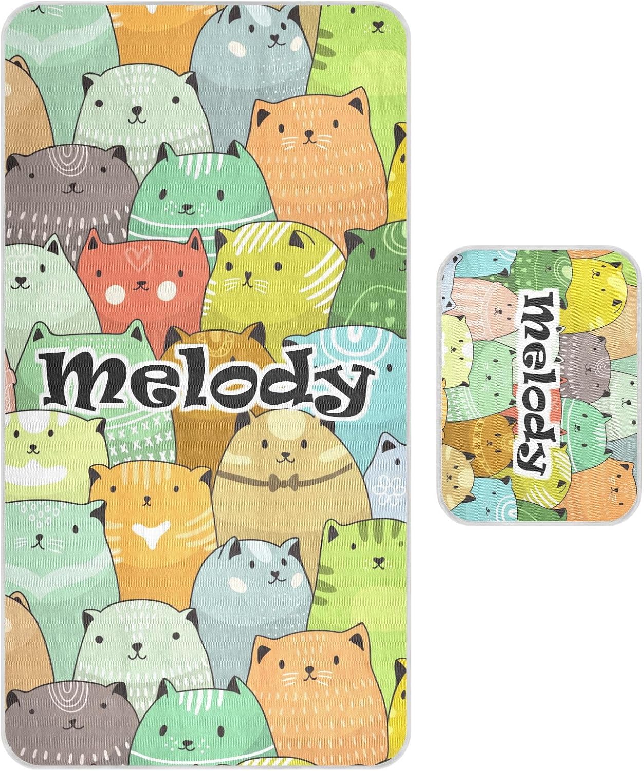 Protector de colchón personalizado para cuna de gatos para niños y niñas, tapete de seda de hielo, sábanas de corralito de juego, colchoneta de