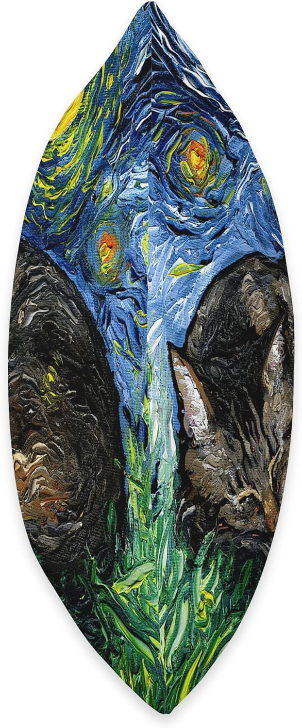 Aja Throw Pillow – Arte de noche estrellada de gato de color marrón durmiendo, 18 x 18 pulgadas, multicolor