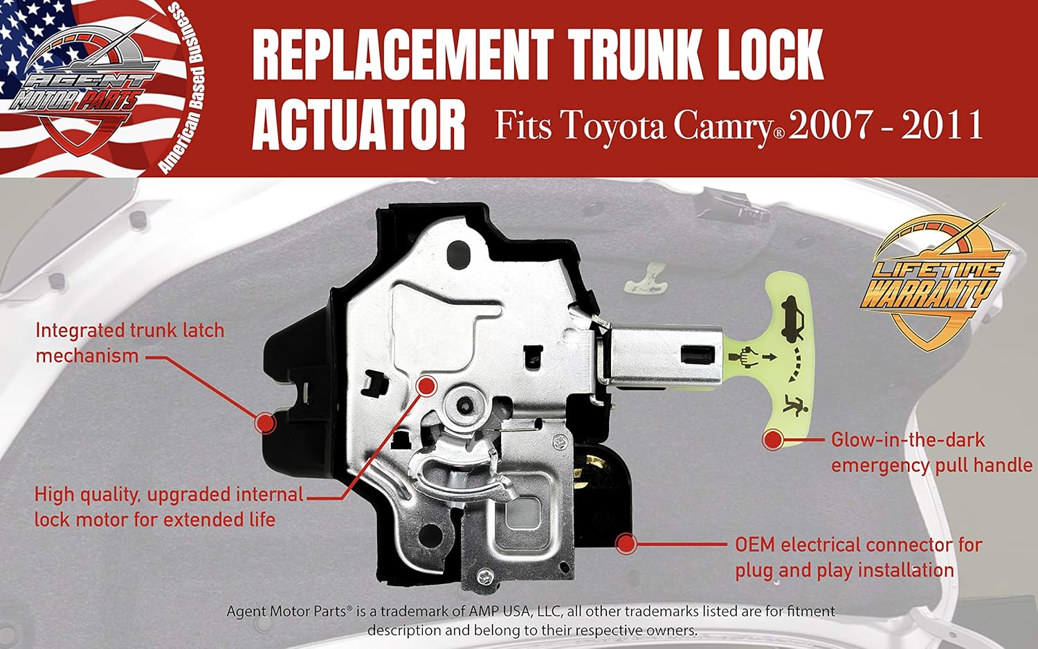 Actuador de puerta con pestillo de maletero  Compatible con Toyota Camry 2007, 2008, 2009, 2010, 2011 con bloqueo automático de maletero de entrada