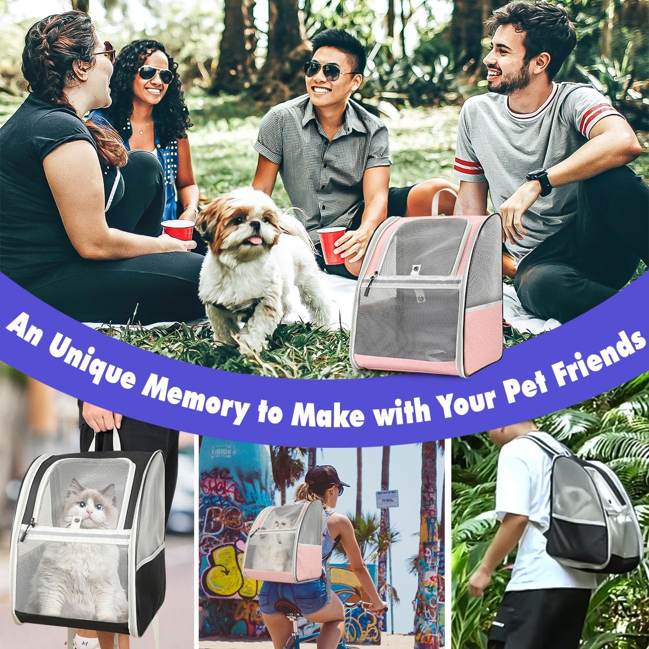 Pawaboo Mochila transportadora grande para gatos, mochila transportadora para perros pequeños y medianos, totalmente ventilada, marco de acero