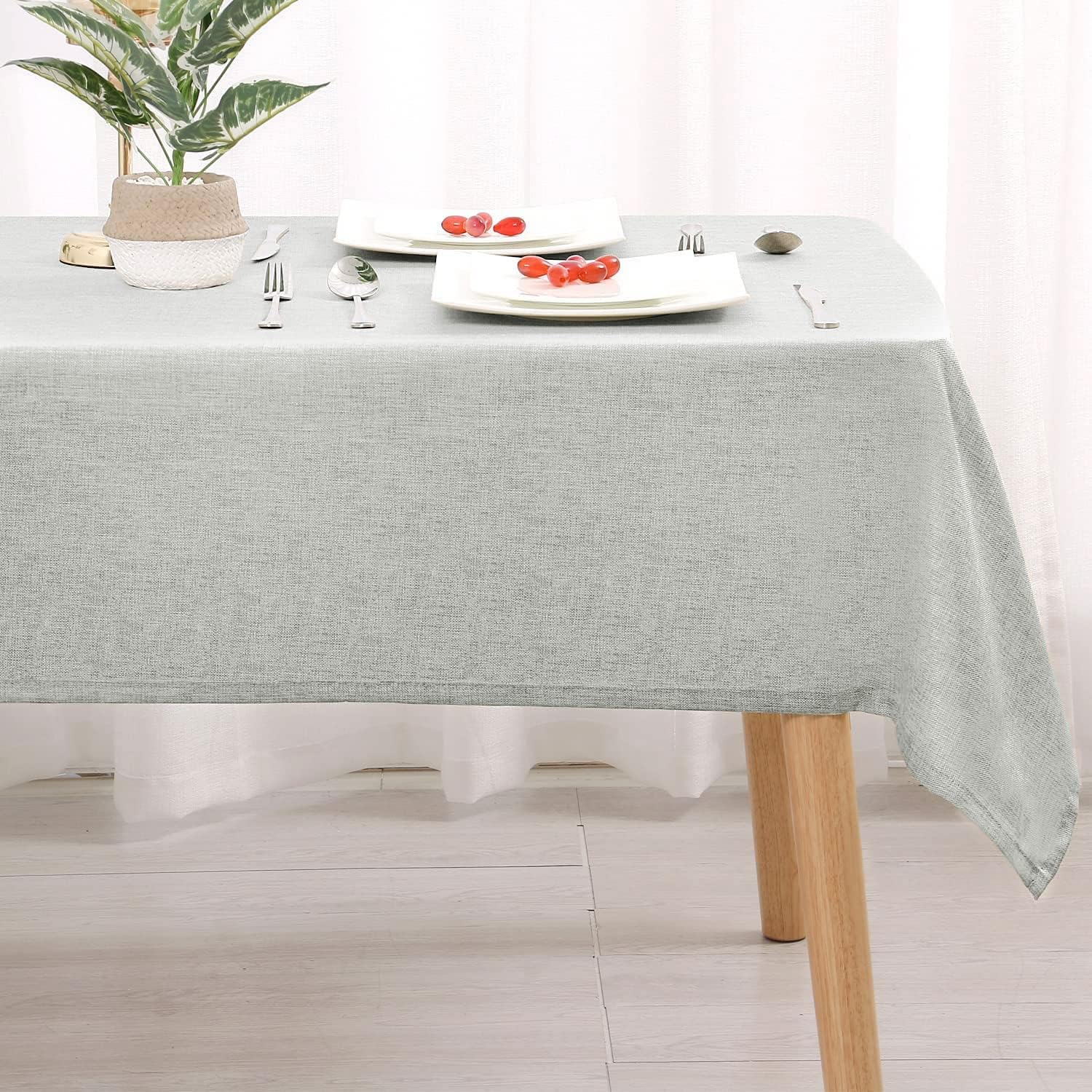 Hiasan Mantel cuadrado de lino sintético, resistente a las arrugas y a las manchas, mantel lavable para cocina, comedor, funda de mesa de vacaciones