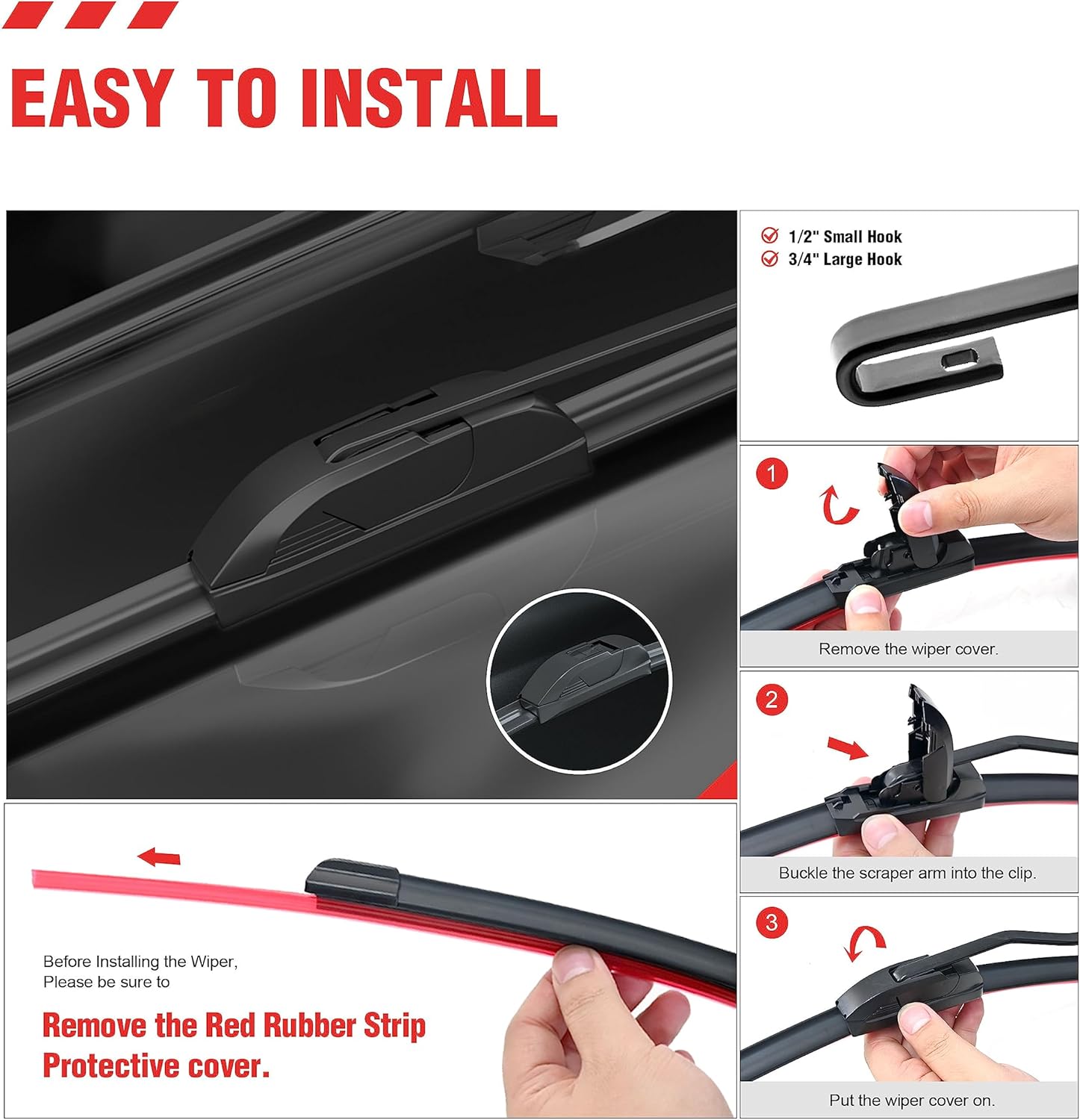 Limpiaparabrisas de repuesto de 24 pulgadas + 14 pulgadas para Mazda Cx-5 Cx-9 2021 2020 2019 2018 2017 con limpiaparabrisas trasero (juego de 3)