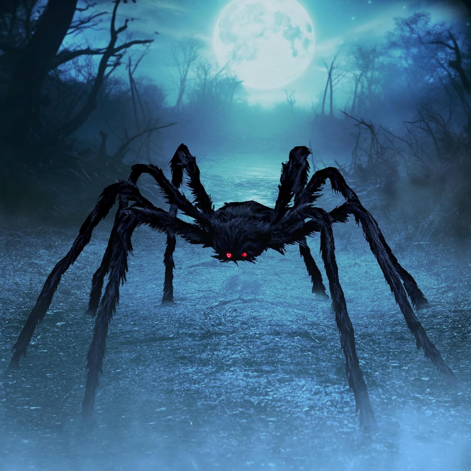 Katchon, Decoraciones de Halloween de araña gigante, paquete de 2, telaraña triangular de Halloween para exteriores, cuerda de telaraña, decoración
