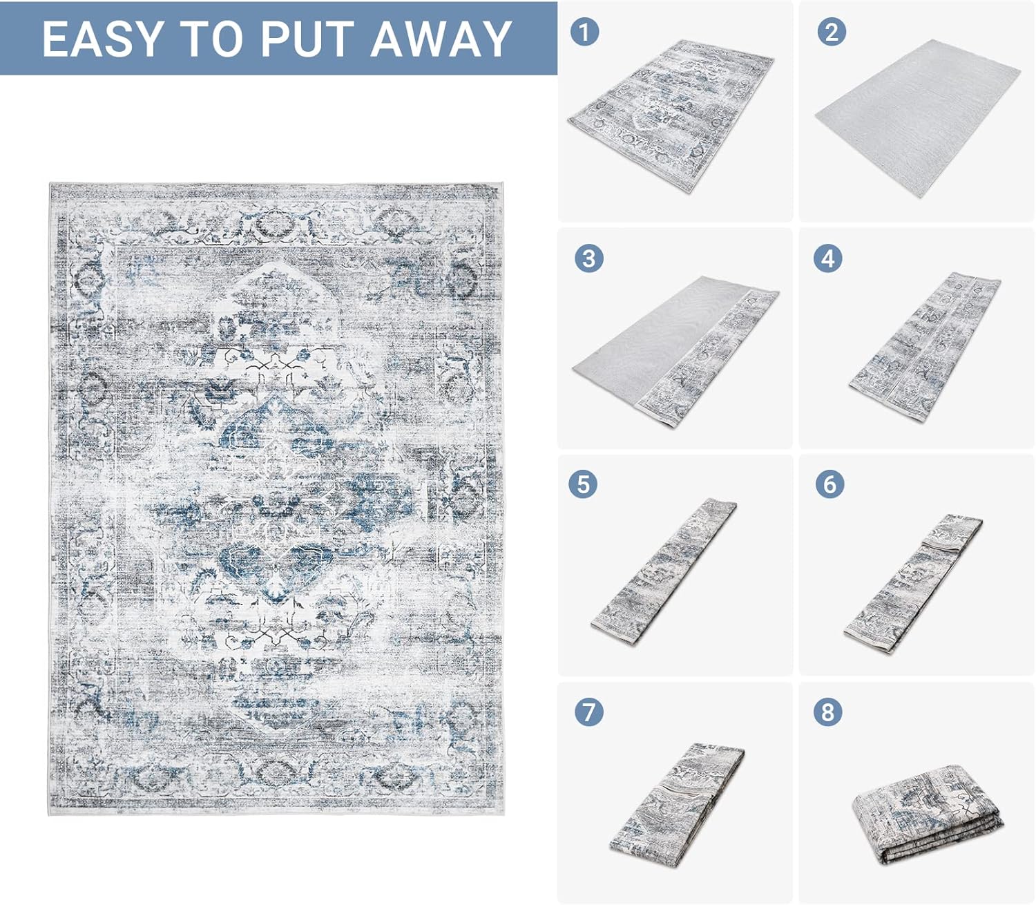 Alfombras de área de 4 x 6 pies con parte trasera antideslizante, resistentes a las manchas, lavables para sala de estar, dormitorio y comedor,
