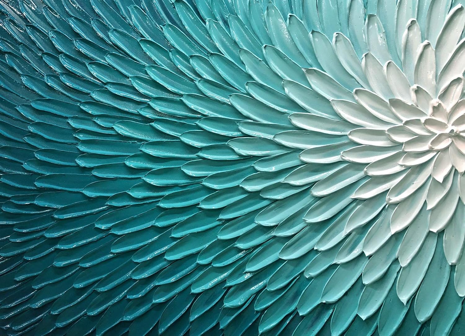 AMEI Arte, 24 x 48 pulgadas, pintado a mano, abstracto, verde azulado, azul, pinturas al óleo texturizadas, ilustraciones florales, lienzos
