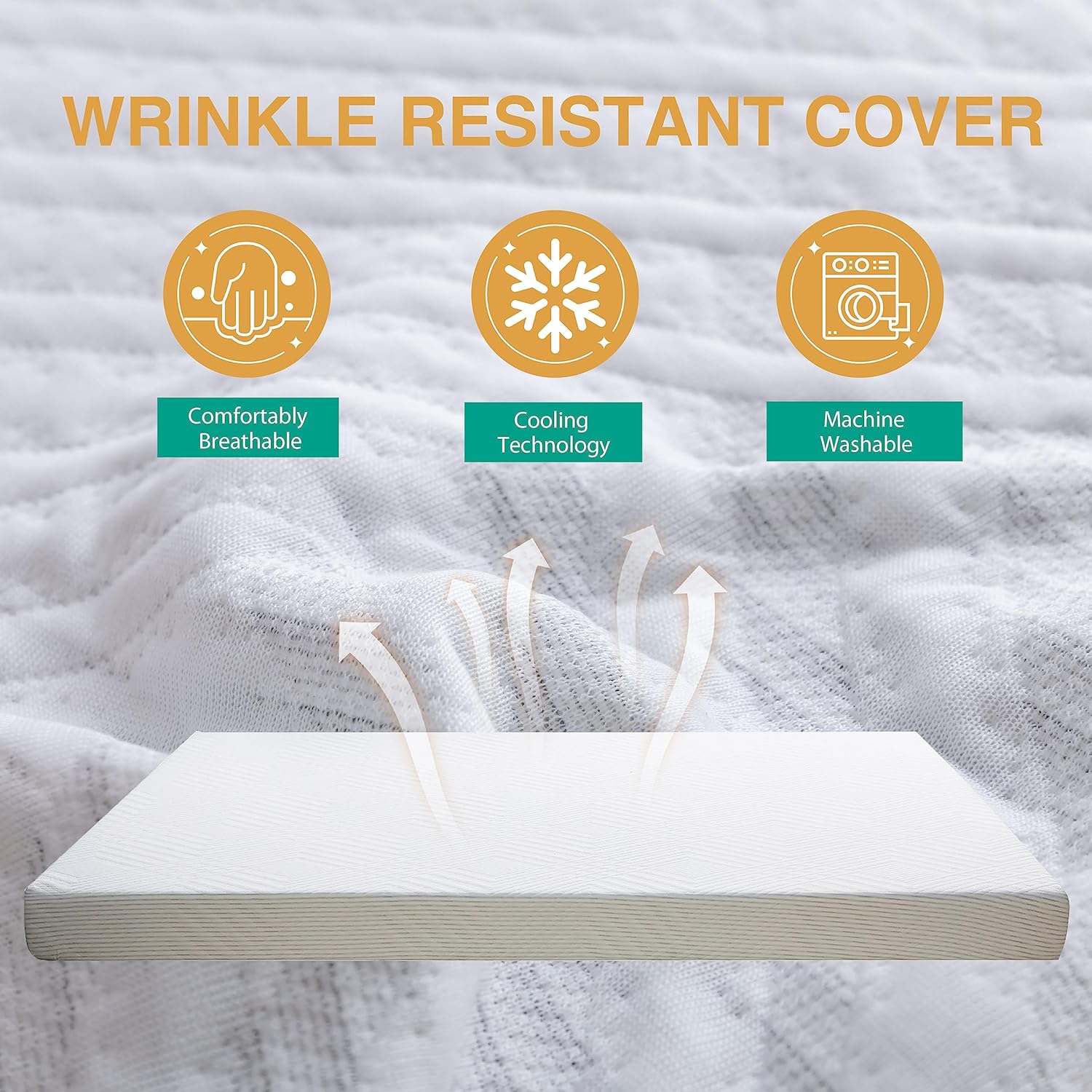 Repuesto de colchón de espuma viscoelástica de 4.5 pulgadas con tela sin fibra de vidrio y funda lavable para sofá cama y sofá cama, tamaño