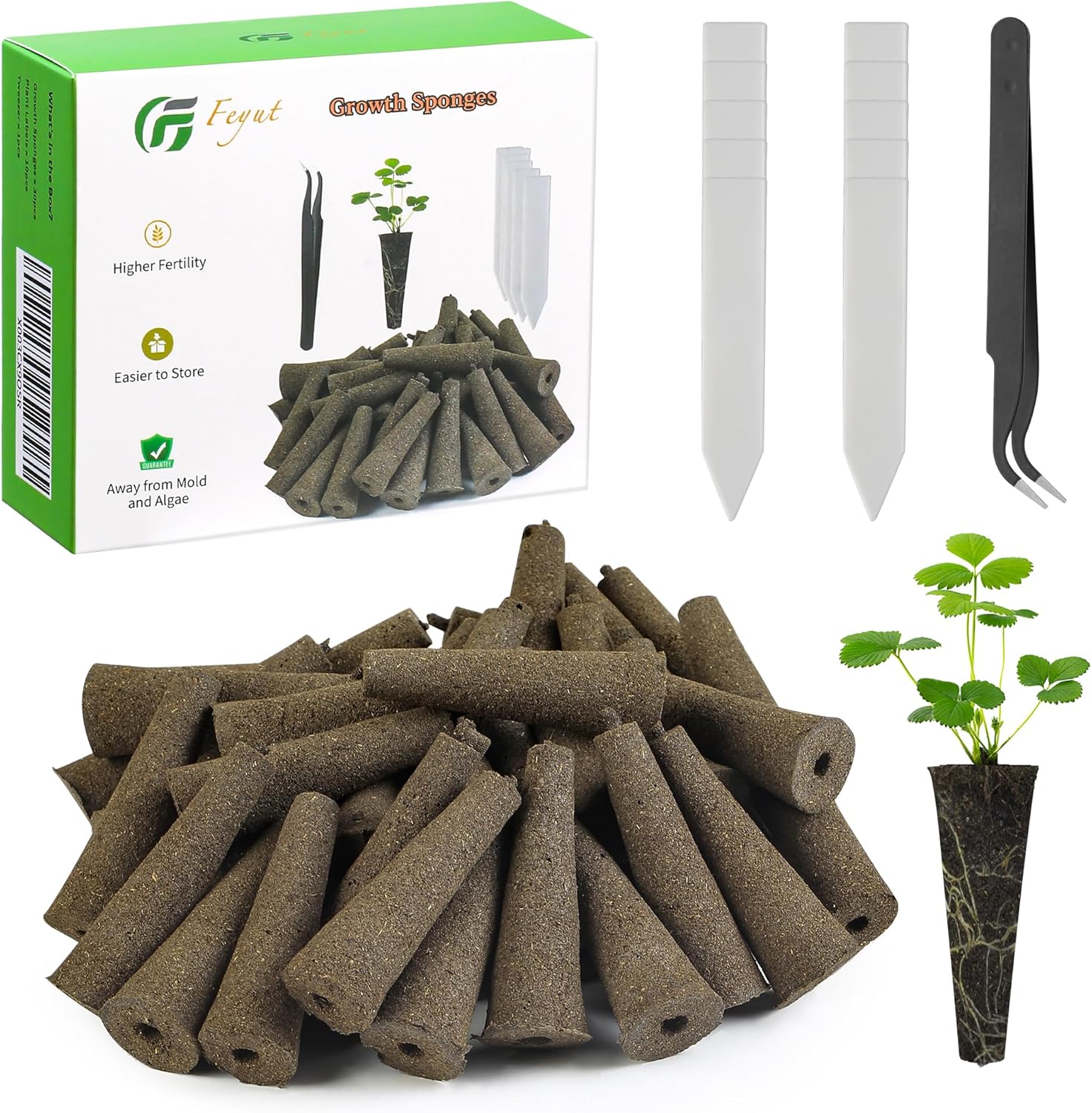 Paquete de 30 esponjas de crecimiento, esponjas de repuesto para crecimiento de raíces, cápsulas de semillas compatibles con AeroGarden, kit de