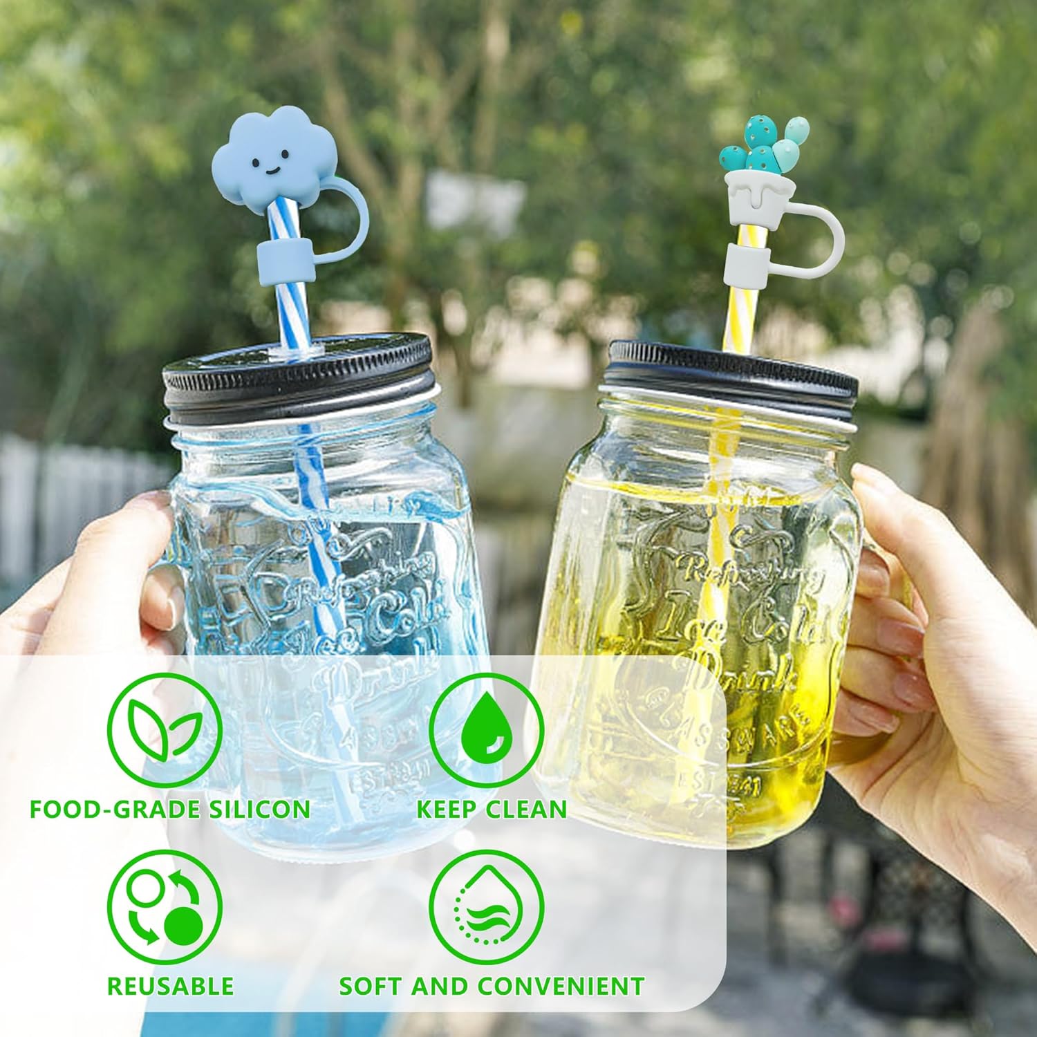 10 fundas de popote de 0.4 pulgadas para copa Stanley, tapa de popote de silicona, linda cubierta de popote compatible con Stanley vaso de 30 y 40