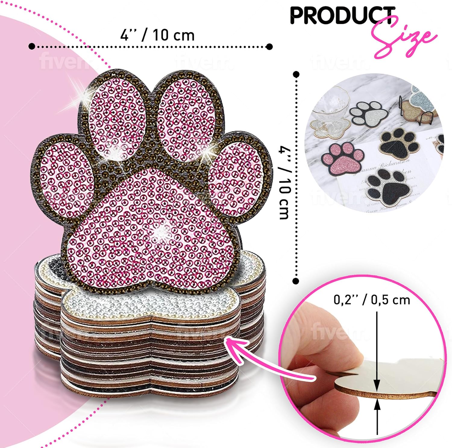 10 posavasos de pintura de diamantes  Posavasos de arte de diamante  Pintura de diamante de pata de perro  Regalo perfecto para amantes de perros,