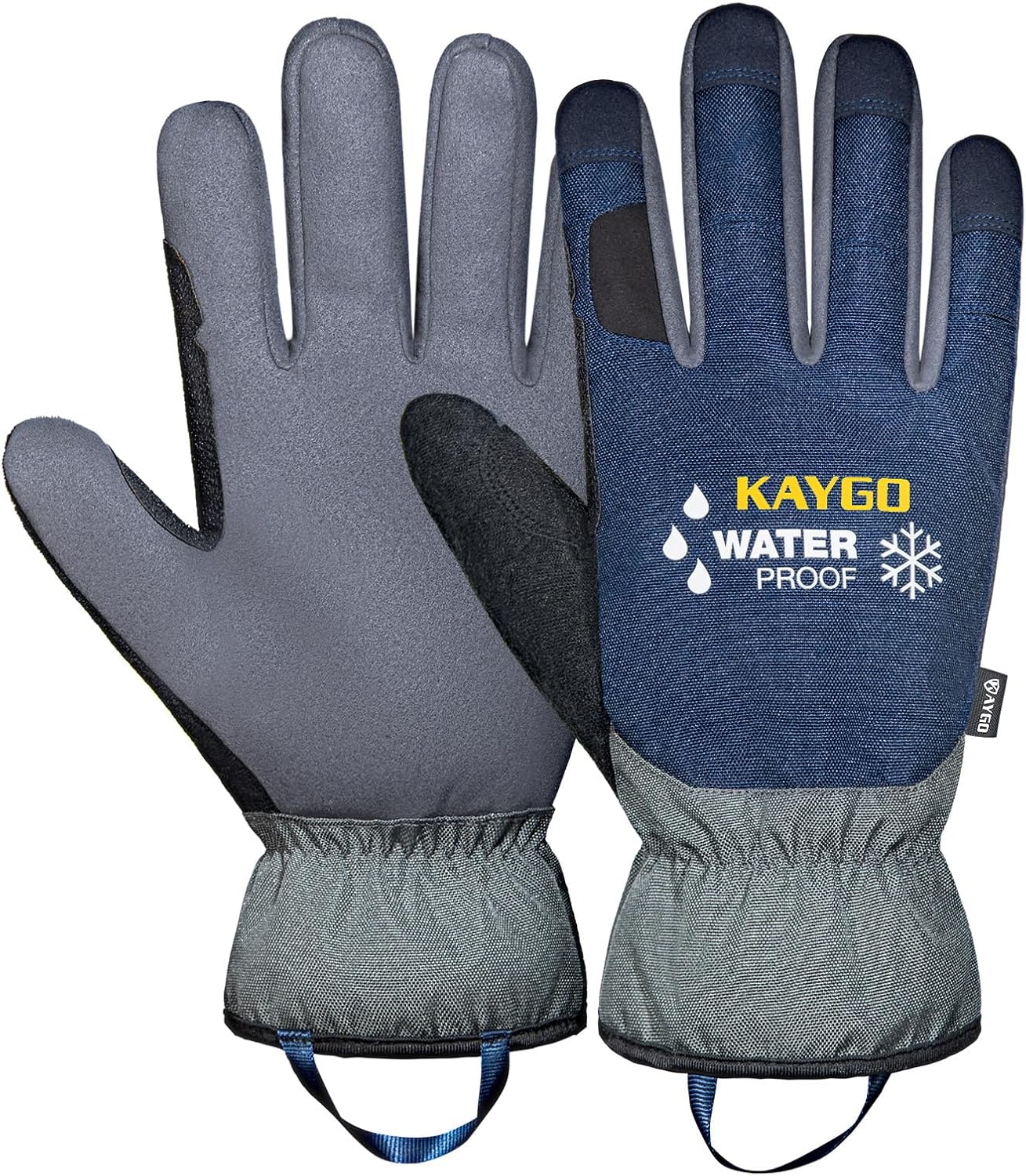KAYGO Guantes de trabajo de invierno para hombres y mujeres, forro polar aislante, palma de cuero sintético, guantes de trabajo térmicos