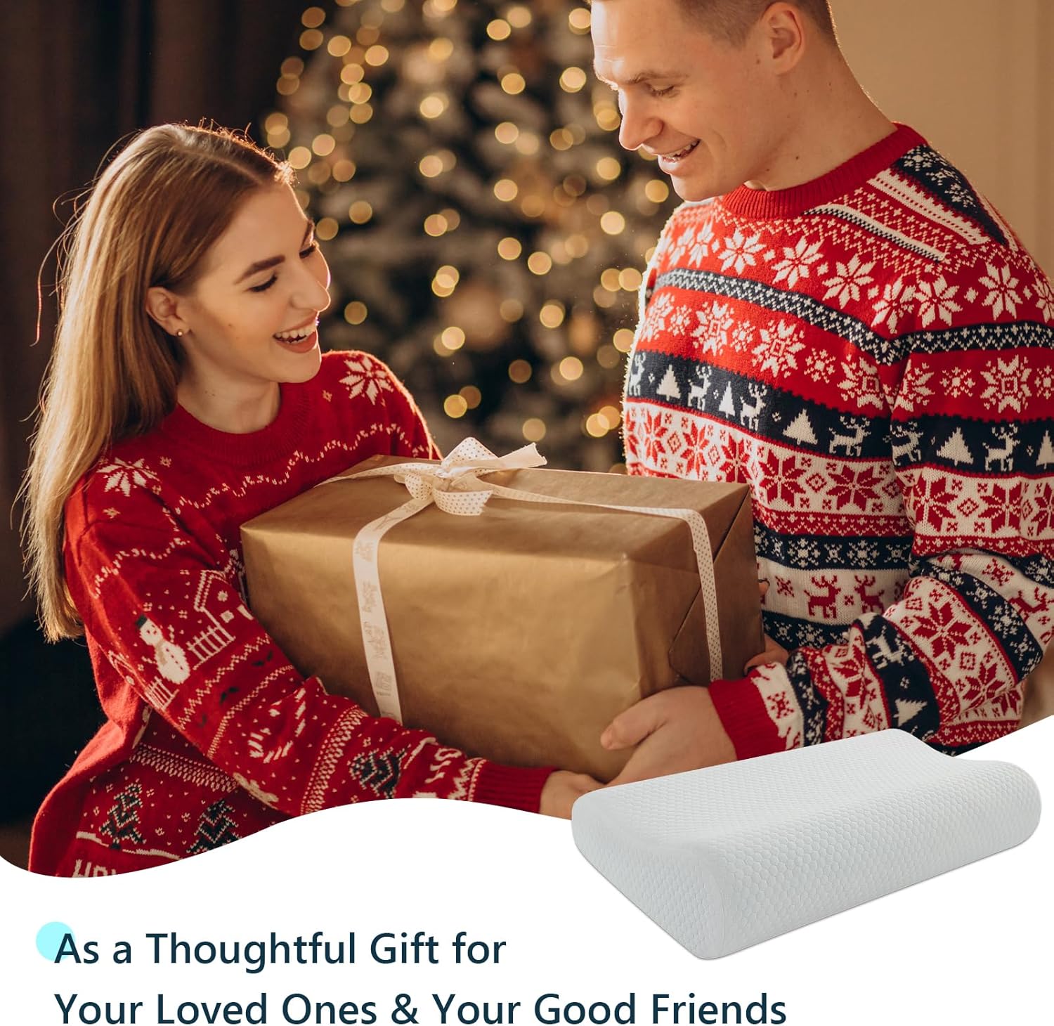 Almohada cervical ortopédica para dormir, almohada ergonómica para aliviar el dolor de cuello y hombros, almohada cervical ortopédica para dormir,