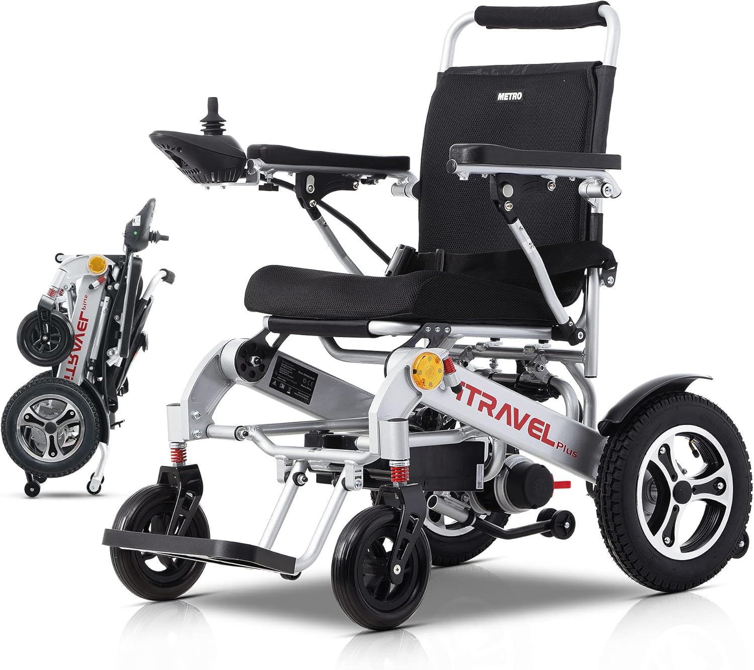 Metro Mobility Sillas de ruedas eléctricas para adultos, silla de ruedas eléctrica plegable de capacidad de 330 libras para personas mayores,