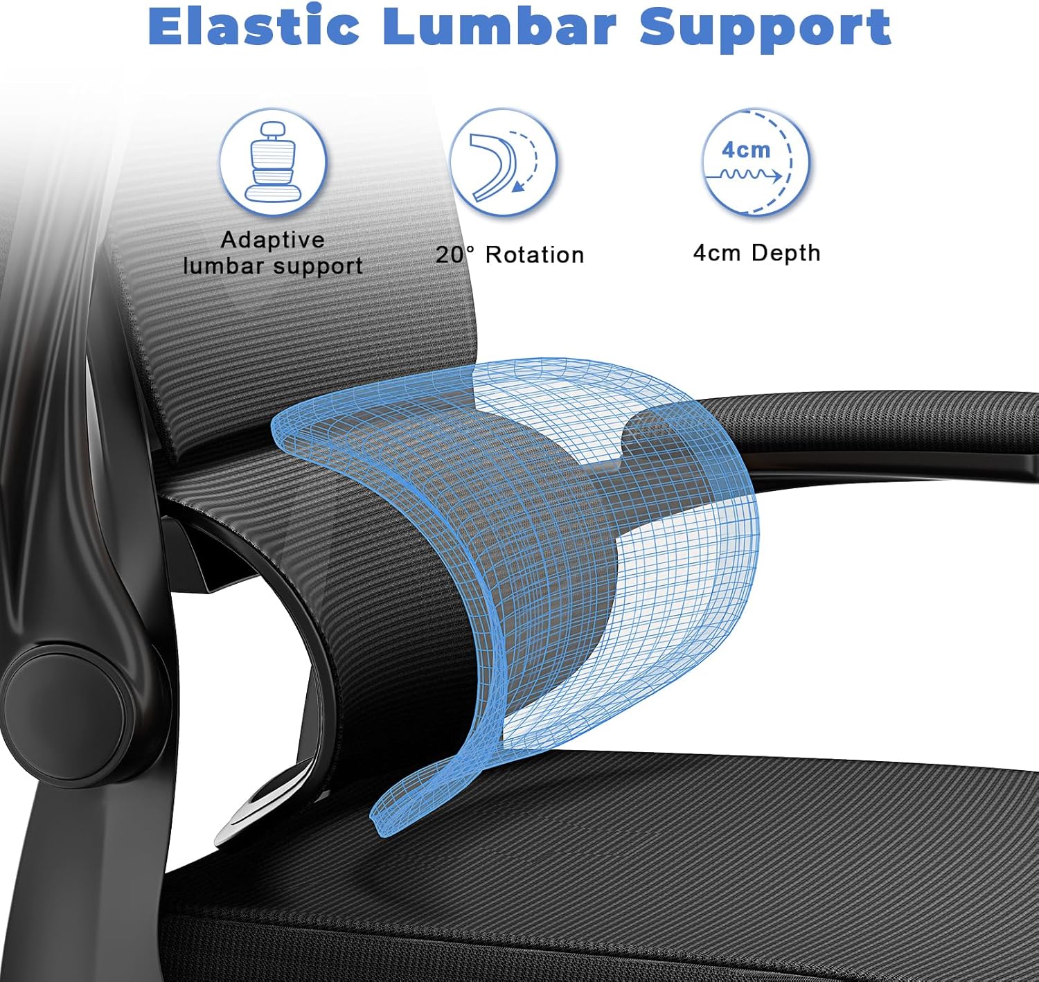naspaluro Silla de oficina ergonómica, silla de computadora con respaldo alto y soporte lumbar elástico adaptativo, altura ajustable, reposacabezas