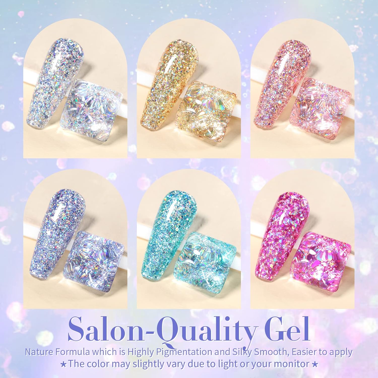 Born Pretty Juego de esmaltes de uñas de gel con purpurina, kit de esmalte de gel con purpurina brillante, dorado, plateado, rosa, caja de regalo de