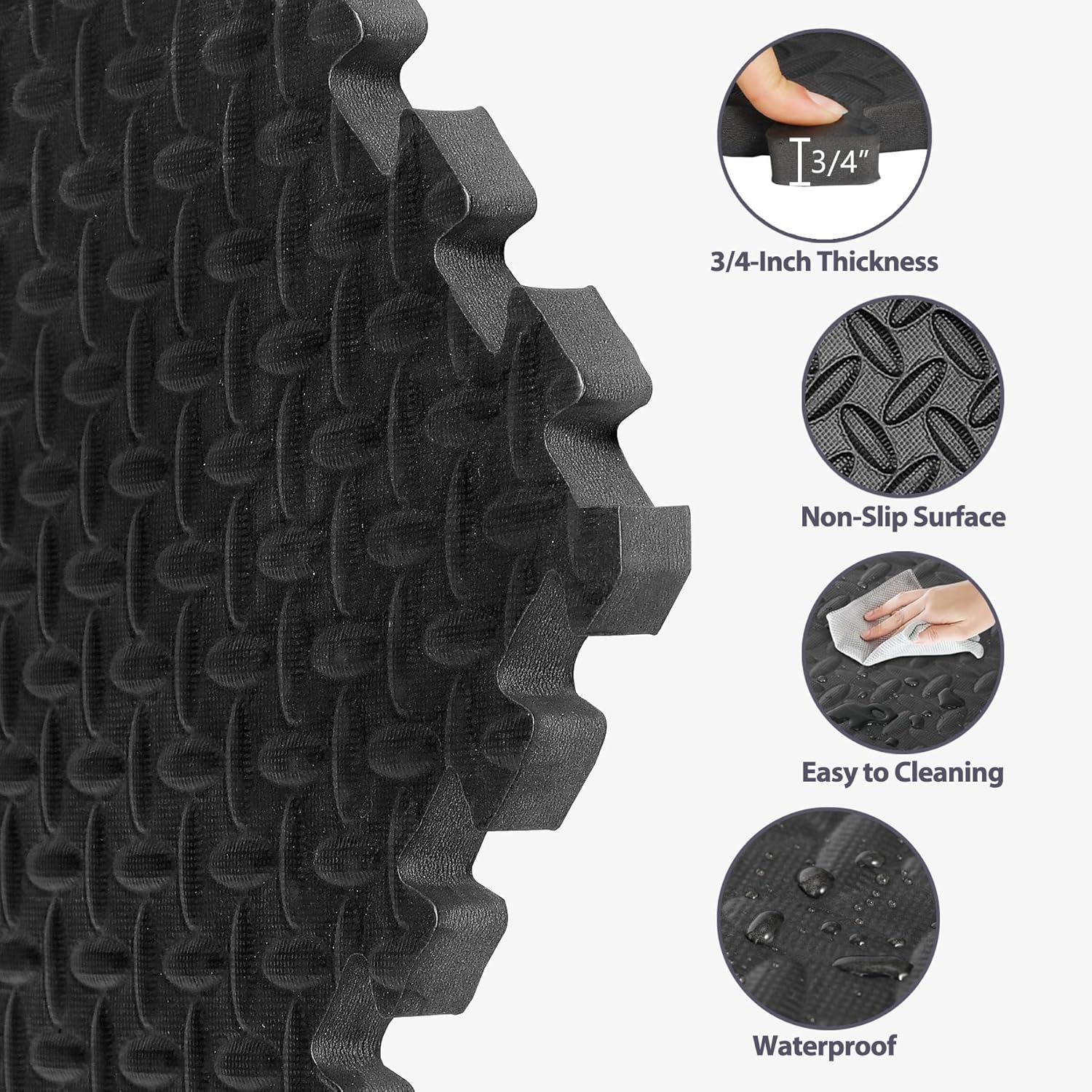 24 Pieces Puzzle Exercise Mat Extra Thick 34 Inches EVA Foam Interlocking Tiles Floor Gymnastics Mat Fitness Equipment Mat for Home Protective