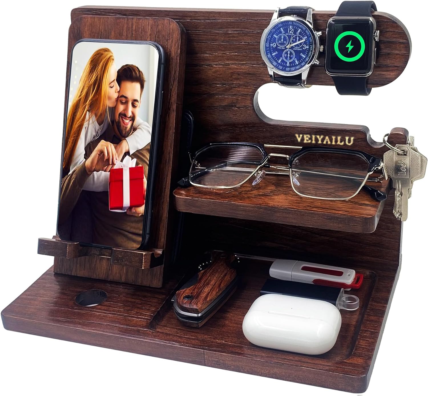Regalos para hombres, mujeres, hermano, jefe, novio, él, organizador de mesita de noche, regalos para papá de hija, hijo, ideas de regalo para el