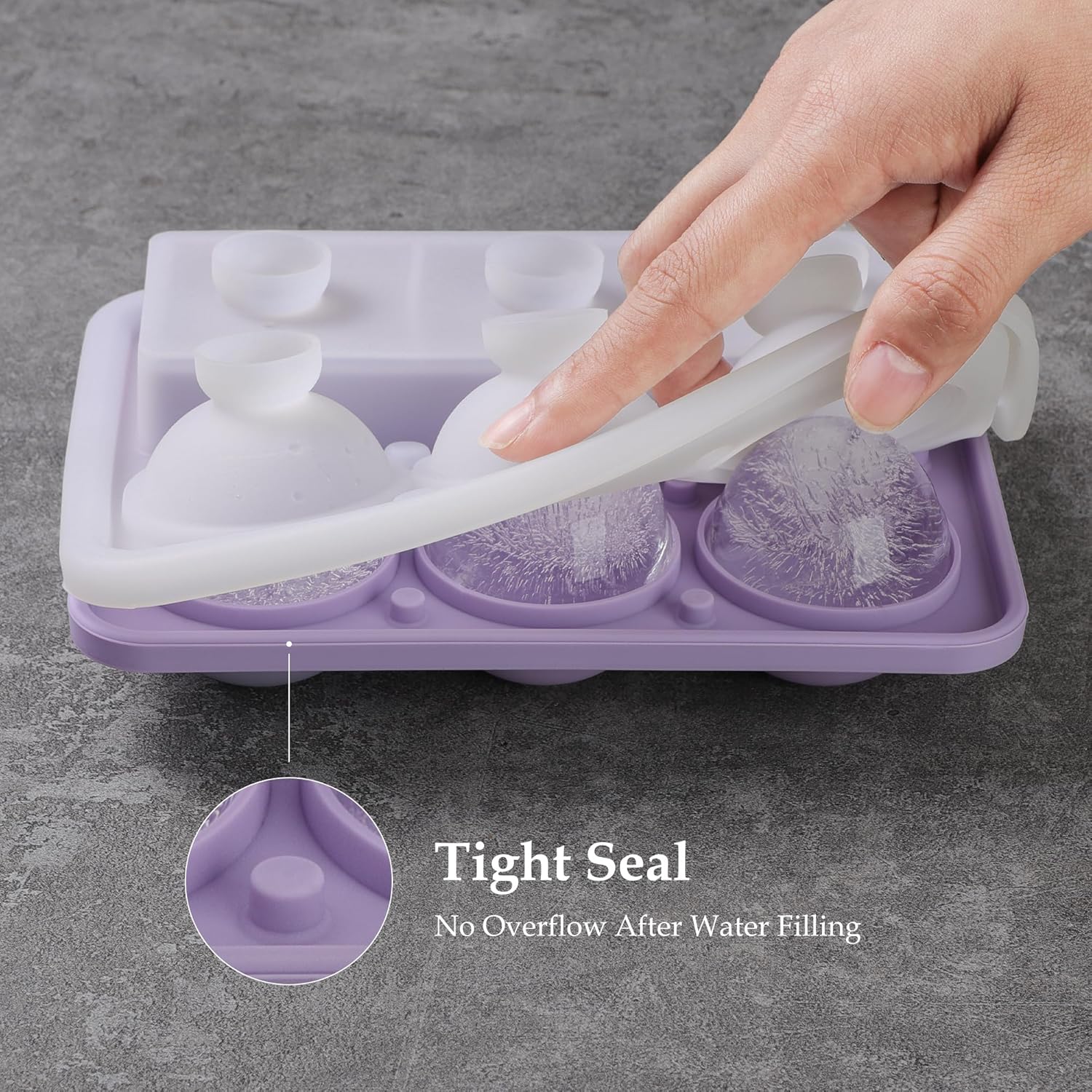 Morfone – Bandejas para cubitos de hielo, 3 unidades, moldes redondos de silicona para bolas de hielo y moldes cuadrados grandes con tapas, diseño