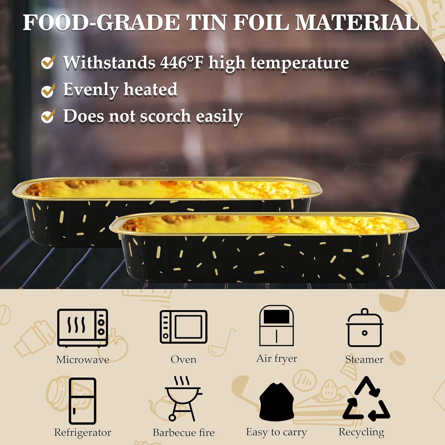 Mini moldes para pan con tapas, 30 moldes para pasteles de 6.8 onzas, 6.8 fl oz, con tapas, desechables, de papel de aluminio, para magdalenas,
