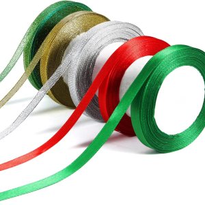 5 rollos de cintas de Navidad para manualidades, paquete de regalo de 25 yardas, envoltura de tela metálica con purpurina para festivales navideños, 5 rollos de cintas de Navidad para manualidades, paquete de regalo de 25 yardas, envoltura de tela metálica con purpurina para festivales navideños,