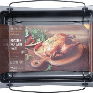Baker’s Secret Asador con estante de 18 x 13 pulgadas, asador de acero al carbono de calibre pesado con estante flotante, bandeja para asar pavo con Baker’s Secret Asador con estante de 18 x 13 pulgadas, asador de acero al carbono de calibre pesado con estante flotante, bandeja para asar pavo con