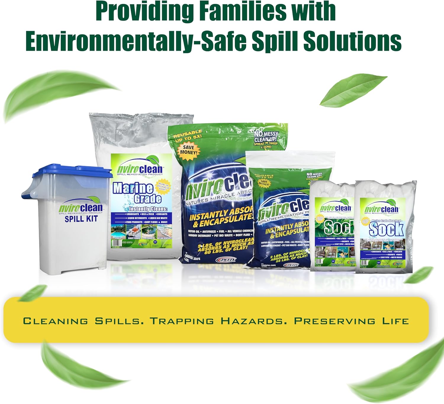Marine Spill Sock for Spills on Water Cleanup – Calcetines desechables absorbentes para todas las fuentes de agua, paquete de 3 – Fabricado en