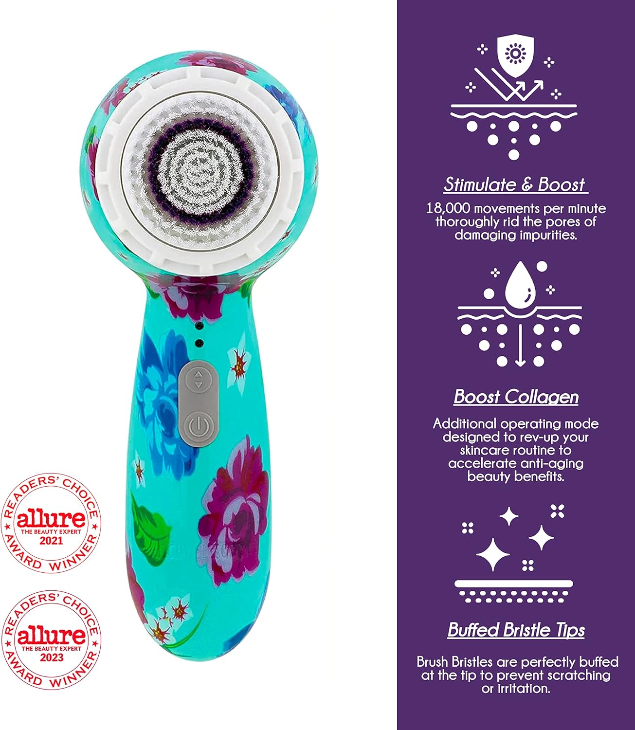 Michael Todd Beauty Soniclear Allure 2024 Best of Beauty Winner – Sistema de cepillo de limpieza facial + exfoliación con 3 velocidades, cabezal de